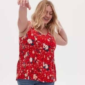 Torrid red floral challis top NWT